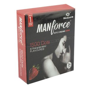Manforce Xotic Strawberry 1500 Dotted Condom - 3Pcs Pack(India)